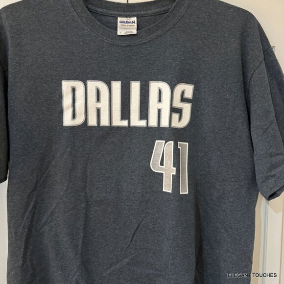 Dirk Nowitzki Dallas Mavericks NBA MVP #41 T-Shirt L Gray Adult vgt Graphic Tee - Picture 2 of 7